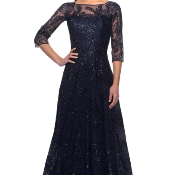 La Femme 27942SC  Mother of the Bride Dress Blue Size 6 - Picture 1 of 5
